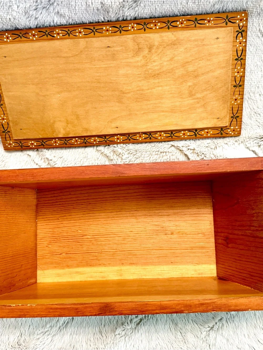 Vintage 1980’s Hand Painted Tole Work Folkloric Wooden Box